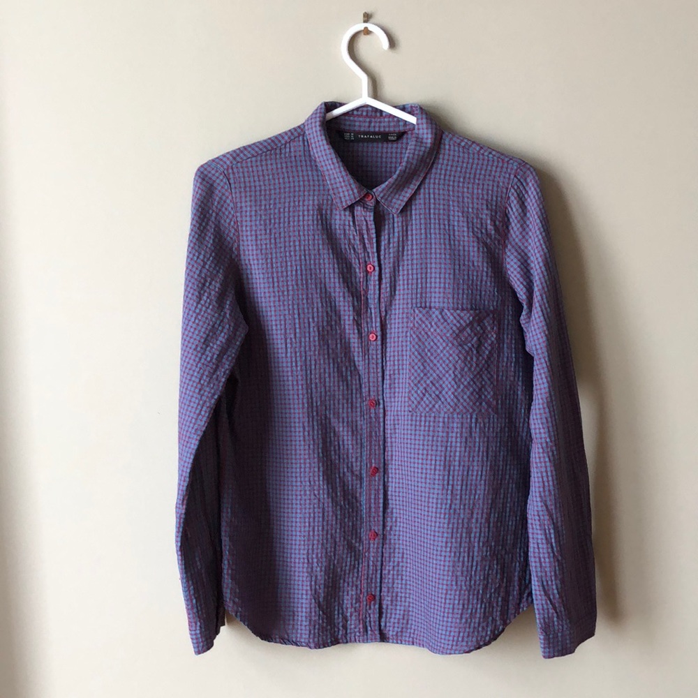 Zara Trafaluc 👚 Blue & Red Checkered Shirt